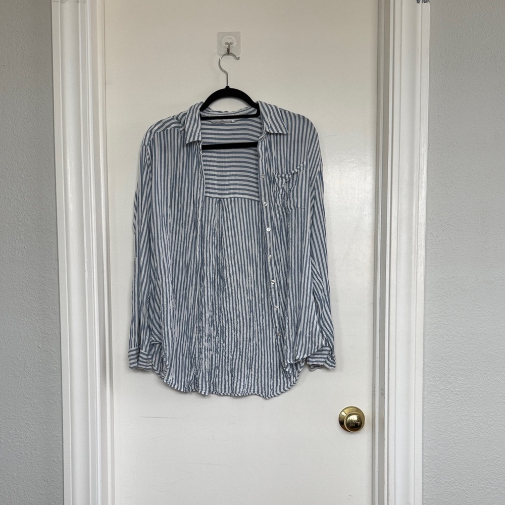 Jane and Delancey Blue Striped Button Down Shirt